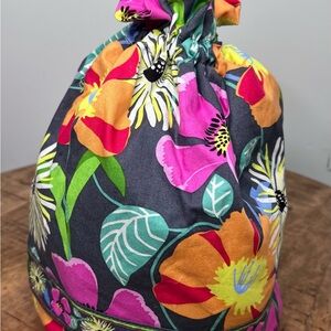 Vera Bradley Ditty Bag Plastic Lined Cotton Jazzy Blooms  Pattern